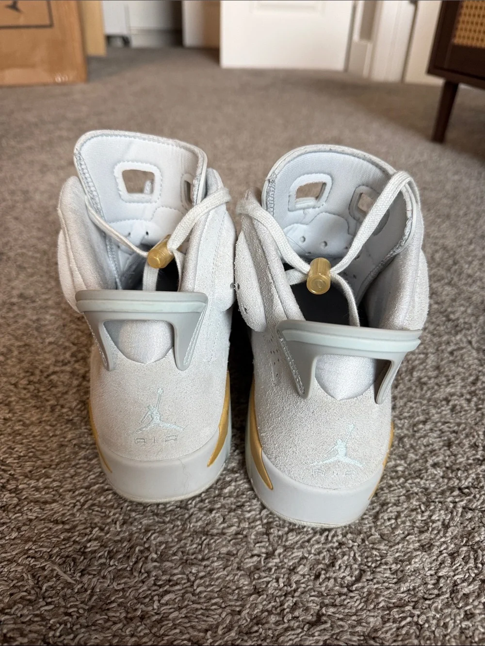 Jordan Pearl Grey Suede High-Top Sneakers
